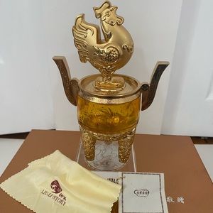 RARE LIULI Crystal Chinese Zodiac Rooster Figurine Box Unique